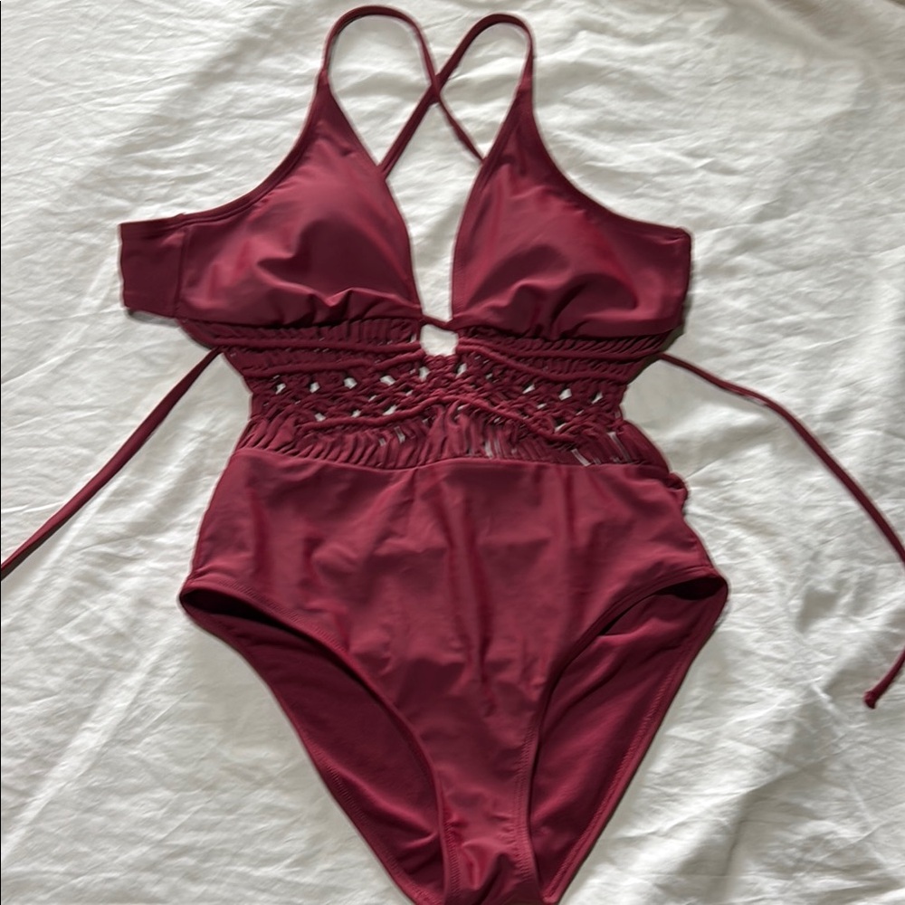 Maroon one piece suit
